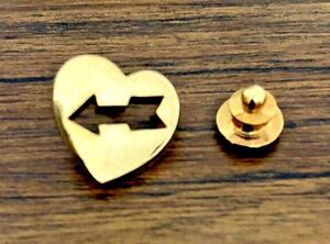 Vintage 1982 Heart & Arrow Lapel Pin Tie Tack Gold Tone Gifting Love Valentine